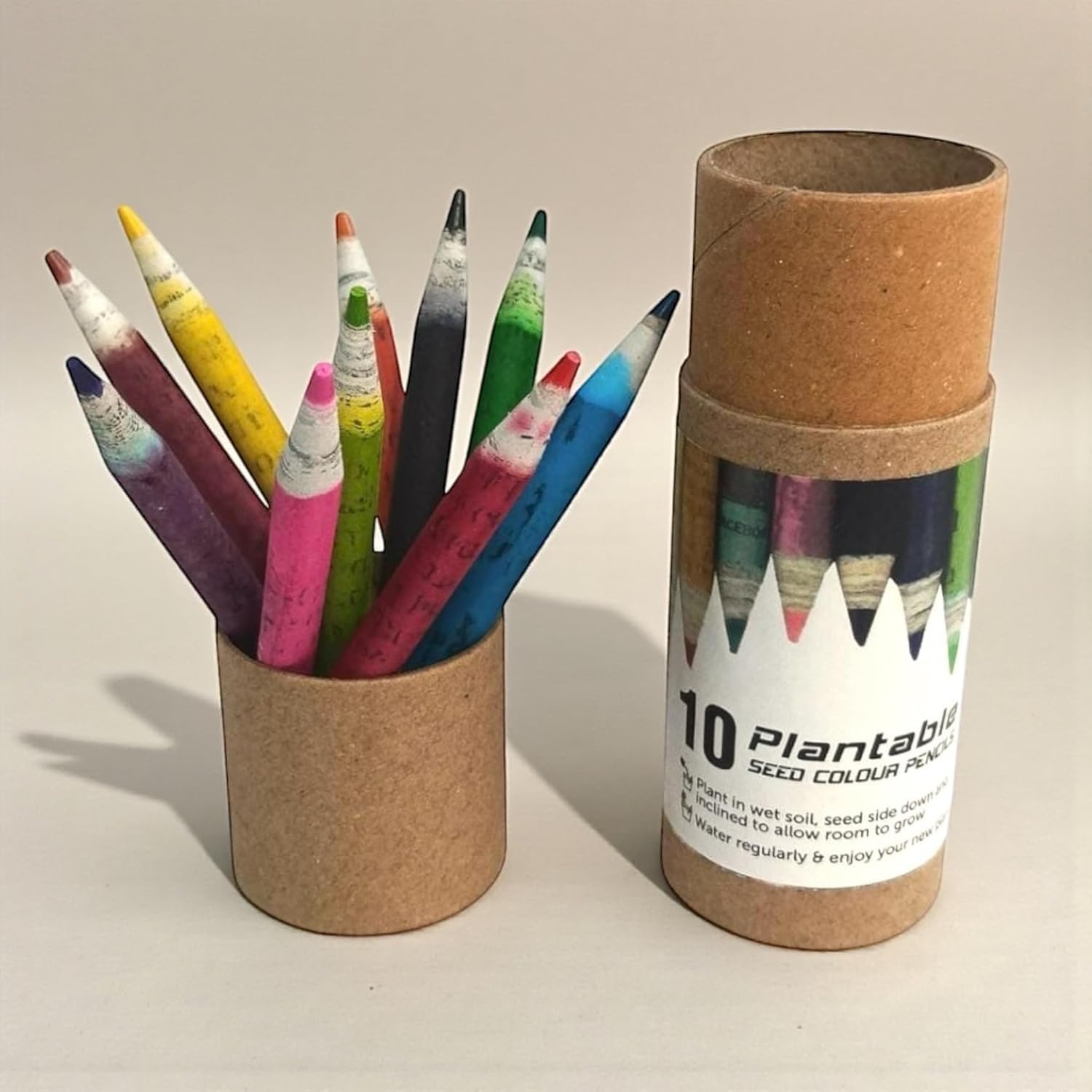 Plantable Seed Pencil Colours (Pack of 10) – Multiple Color Options | Dark Lead | Eco-Friendly Return Gifts for Kids, Birthdays & Schools