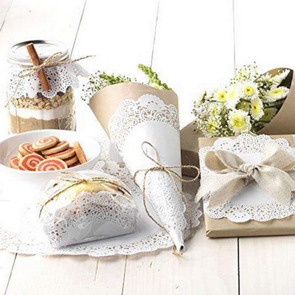 Lace Paper Doilies, Bulk for Desert, Tableware Decoration Place mats, Cake Packaging (100 Pieces, 7.5), White