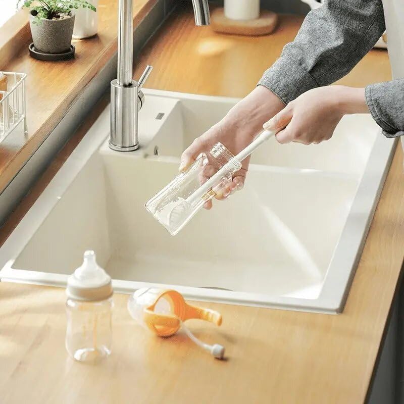 Bottle Cleaning Brush Silicone Long Handle 360° Rotation and Flexible, Water Bottle, Containers, Vase Milk Bottle for Kids Cleaner for Kitchen Tools Item Products Gadgets