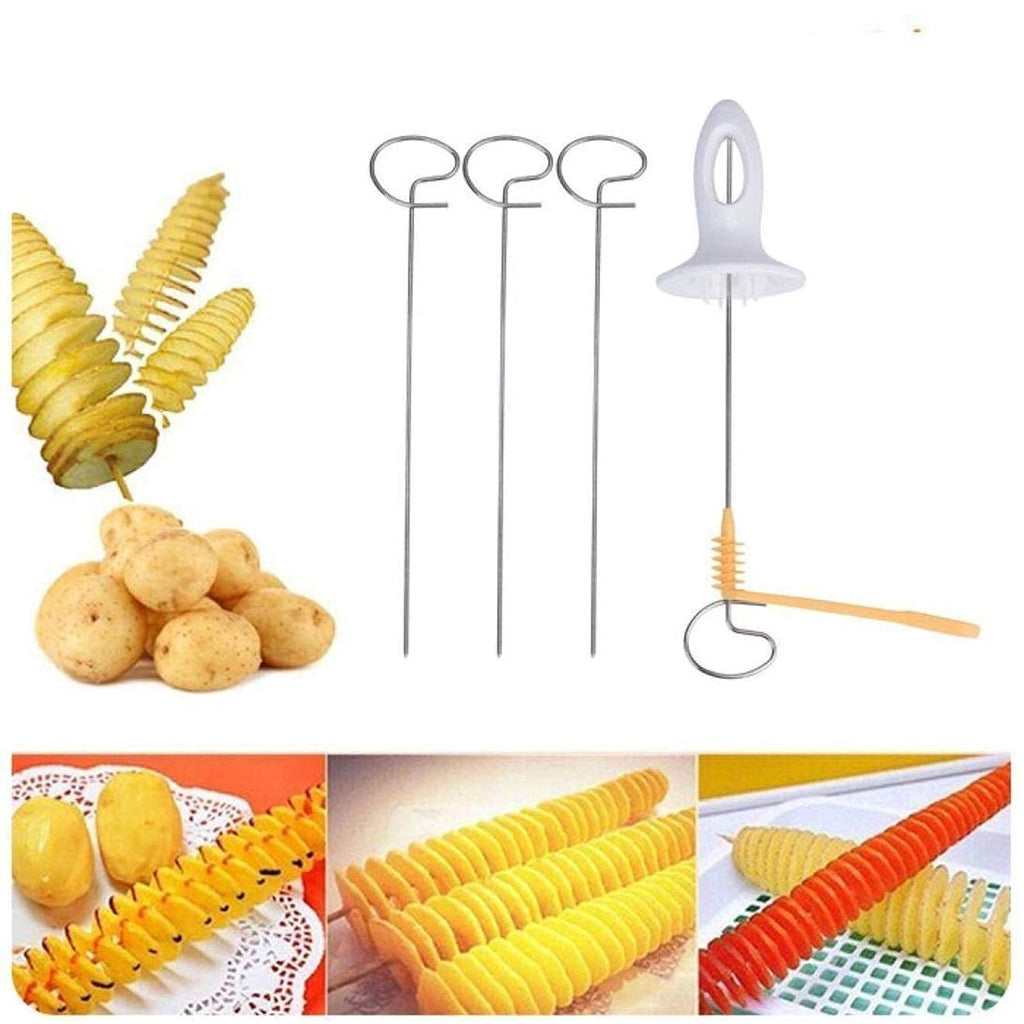 Potato Spiral Cutter Manual Slicer Set of 1 - Plastic & Stainless Steel, Multicolor