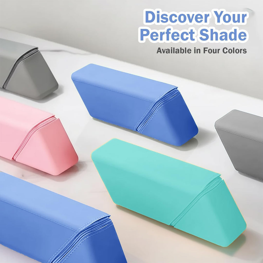 Triangle Stand Up Pencil Case Silicone Desk Pen Organizer Large Capacity Zipper Stationery Pouch Portable School Office Supply Bag (Multicolor)