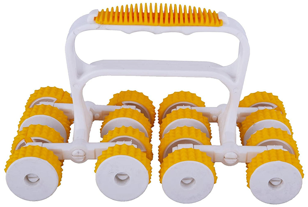 Kunya® Acupressure Hand Roller Full Body Massager Plastic Power Roll Body (Yellow, 17 x 21 x 15cms)