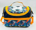 Polyester Multi Compartment Dual Slot Lunch Bag Double Insulated Tiffin Lunch Bag with Multi Zipper Pockets for School (Football), 7 Liters