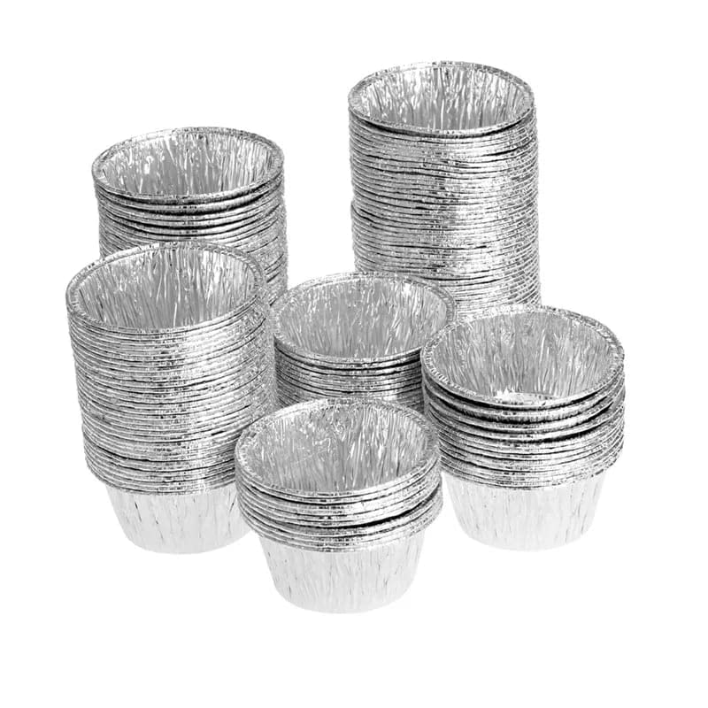 Kunya® Aluminium Foil Disposable Cups Baking Bake Muffin Choco Lava Cupcake Tin Mold Round, 100- Pieces