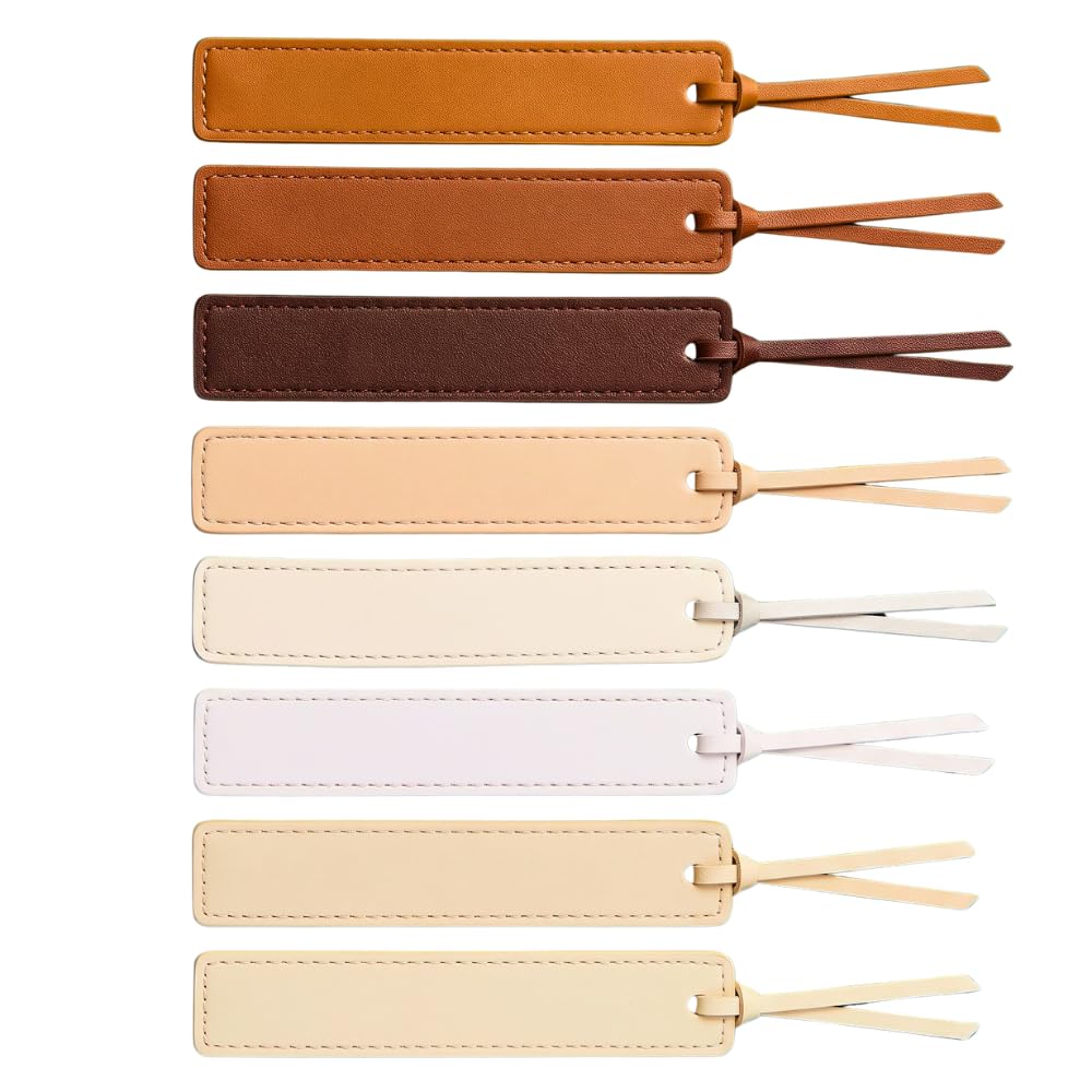 Custom Leatherette Bookmarks with Tassel (4 Pack, Light Aesthetic) – Personalized UV Printed Name & Quote Bookmarks for Book Lovers