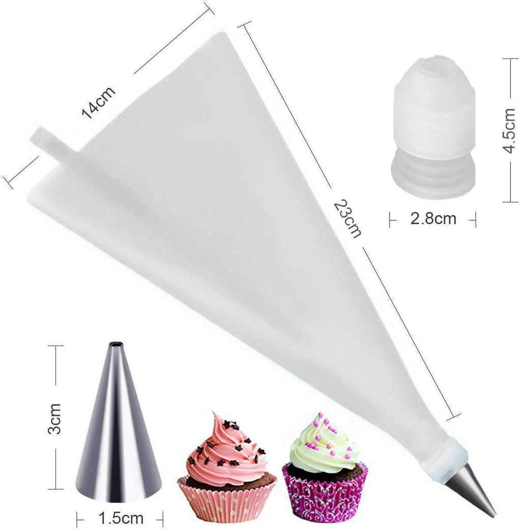 12 Piece Cake Decorating Set Frosting Icing Piping Bag Tips with Steel Nozzles