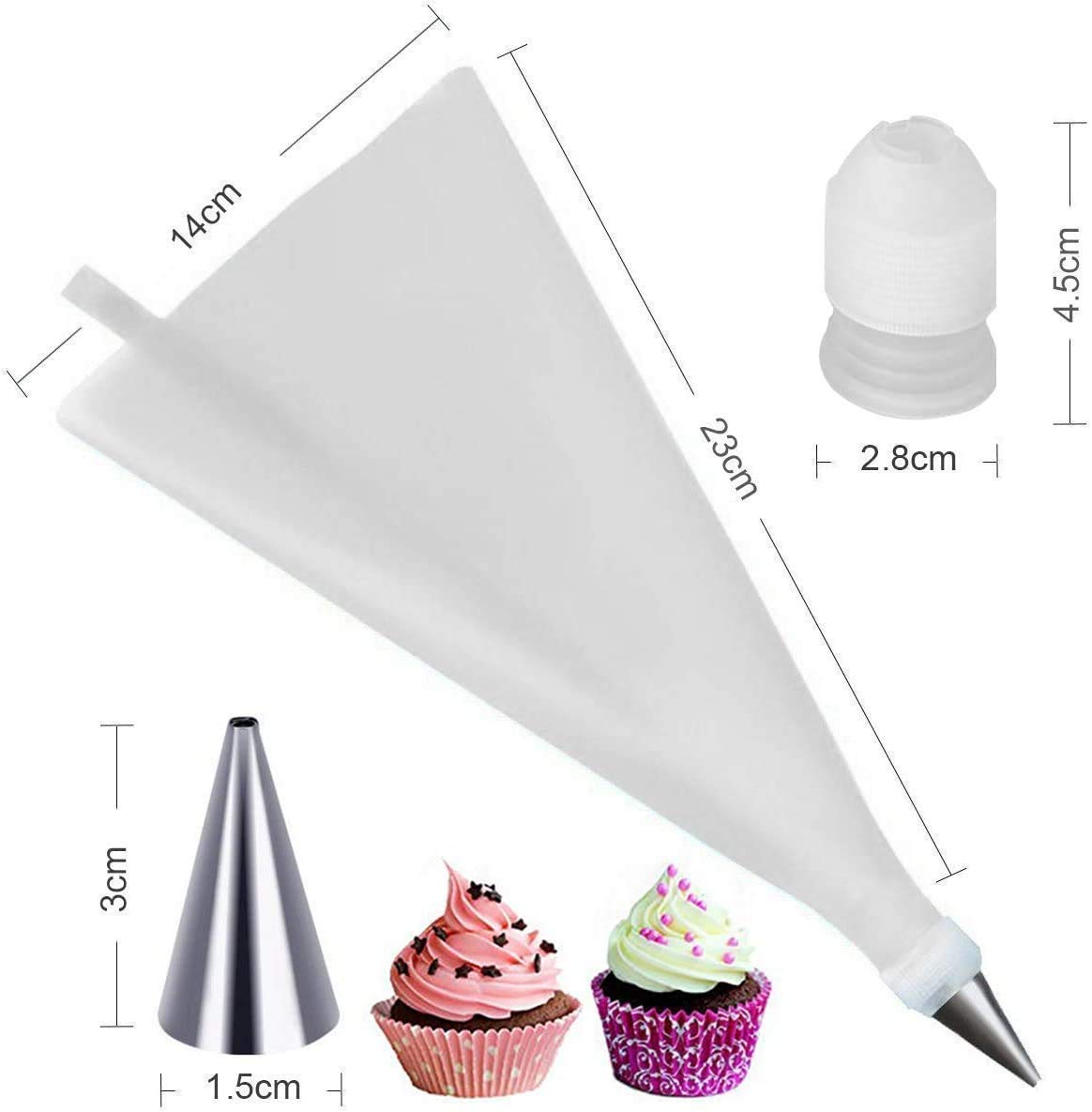 12 Piece Cake Decorating Set Frosting Icing Piping Bag Tips with Steel Nozzles