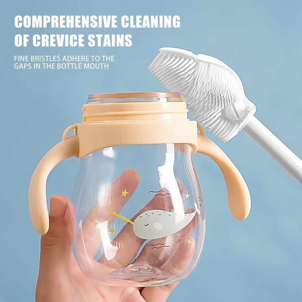 Bottle Cleaning Brush Silicone Long Handle 360° Rotation and Flexible, Water Bottle, Containers, Vase Milk Bottle for Kids Cleaner for Kitchen Tools Item Products Gadgets