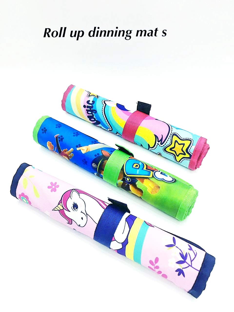 Mermaid  Printed Roll-Up Place mat for Kids – Roll able Nylon Dinner Mat with Cutlery Pockets