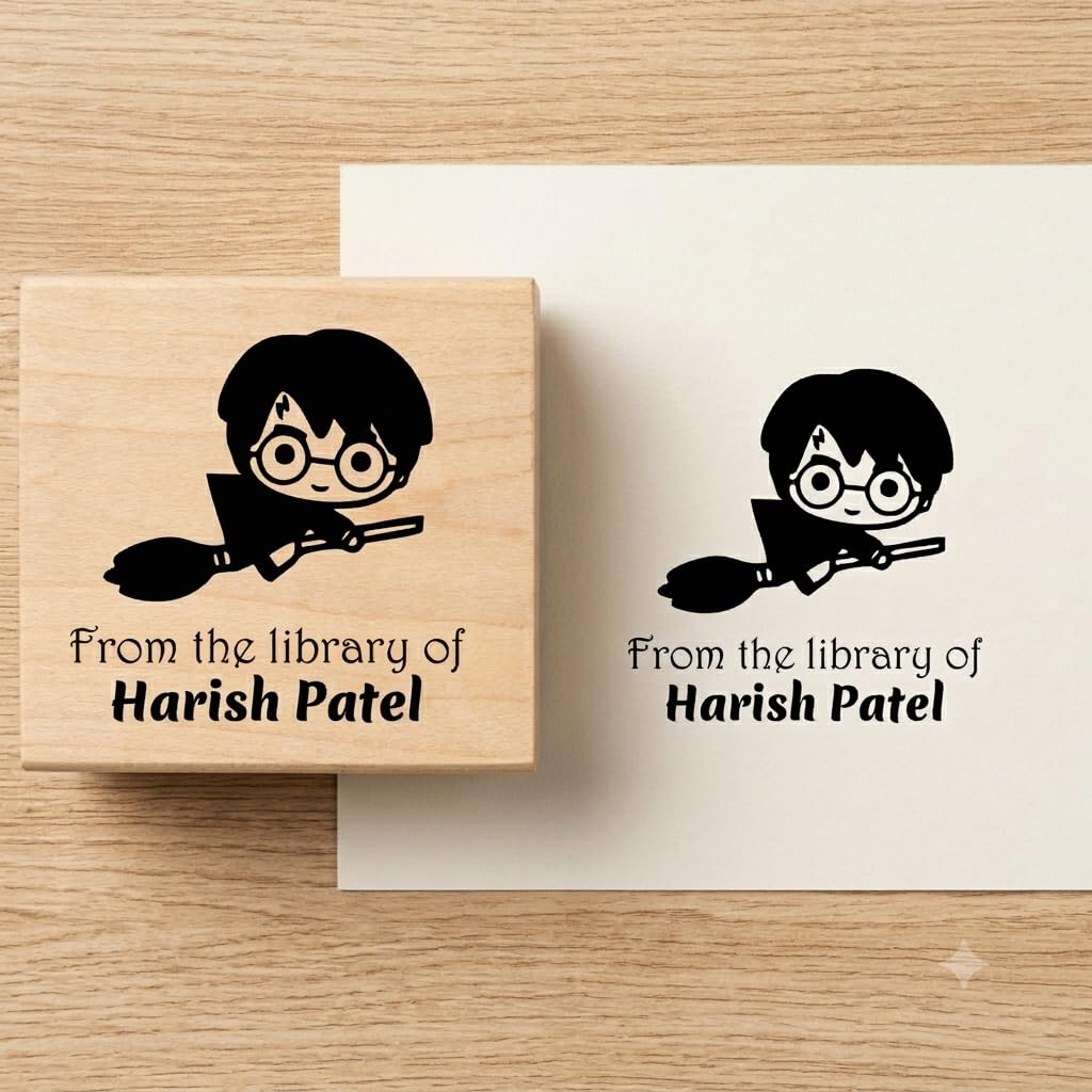 Personalised Kids Stamp with Your Name for School Book (3.5 cm Dia), customised for Stamping Books for Readers, Great Gift for booklovers, Kids, Scrap Book Journels