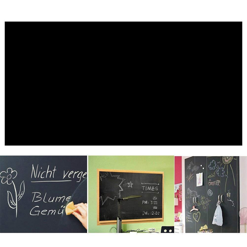 Black Board Vinyl (45x200cm) Wall Sticker Removable Decal Chalkboard with 5 Chalks for Home School Office College Room Kitchen Kids