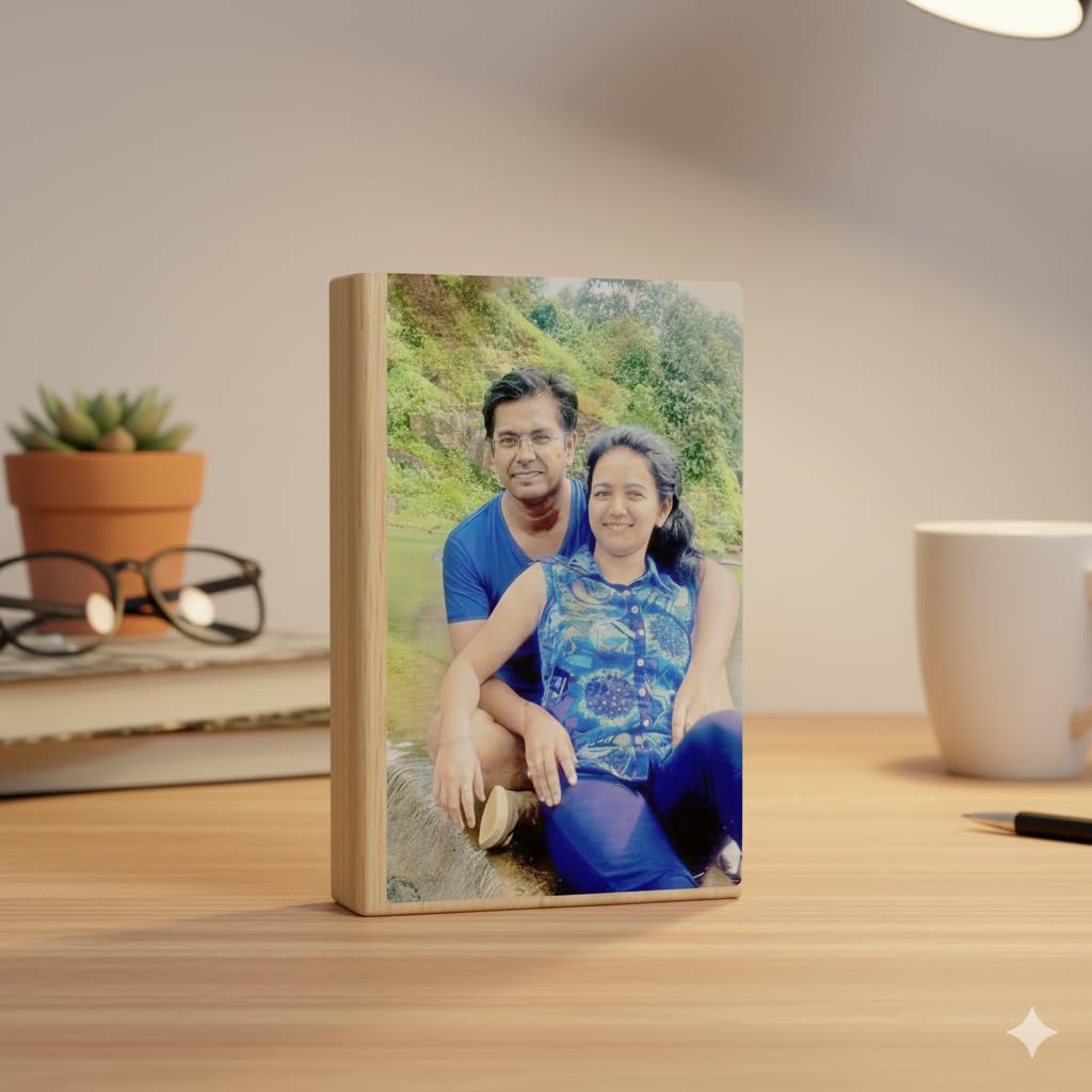 Custom Wooden Photo Frame Gift with Custom Name & Message -Full Print, Landscape