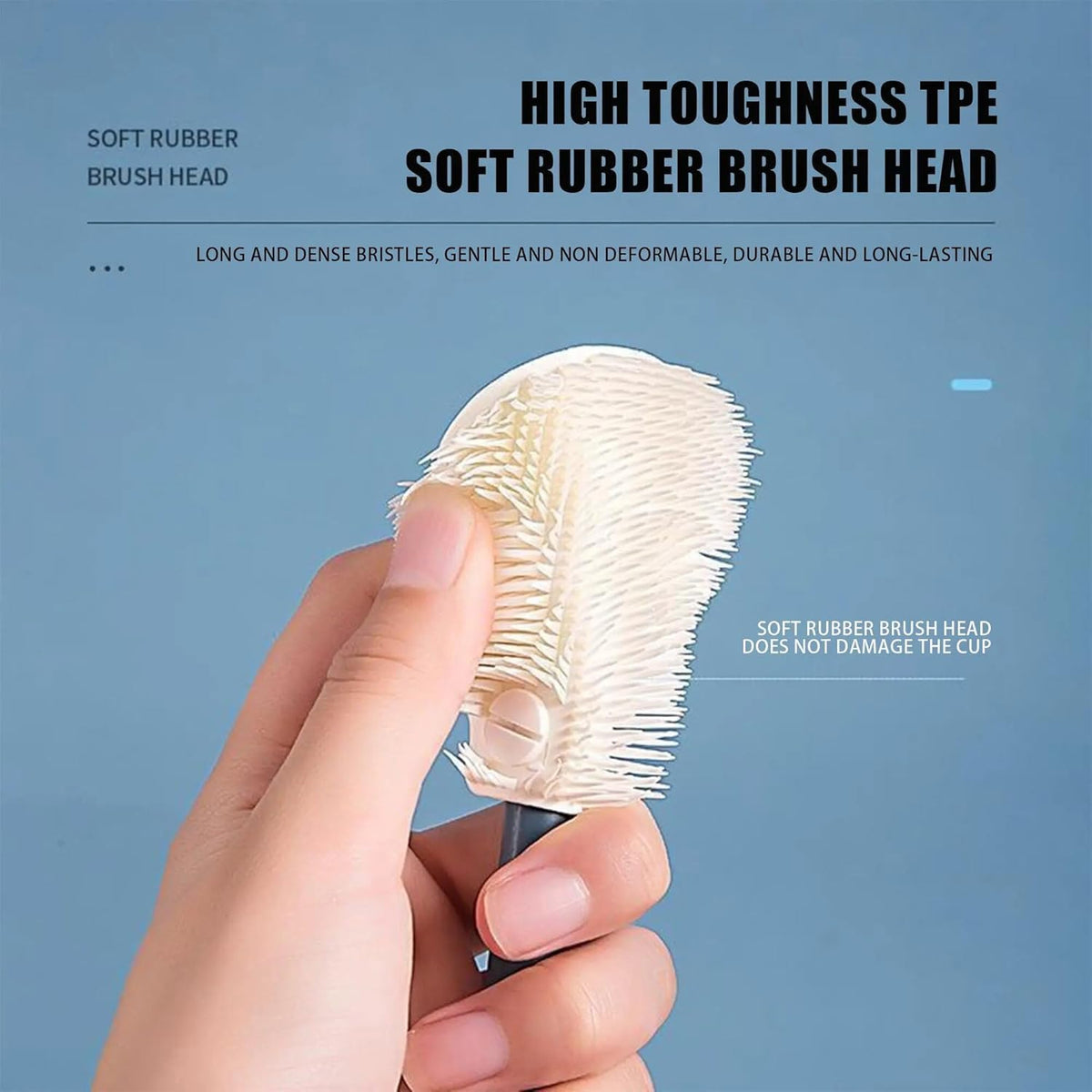 Bottle Cleaning Brush Silicone Long Handle 360° Rotation and Flexible, Water Bottle, Containers, Vase Milk Bottle for Kids Cleaner for Kitchen Tools Item Products Gadgets
