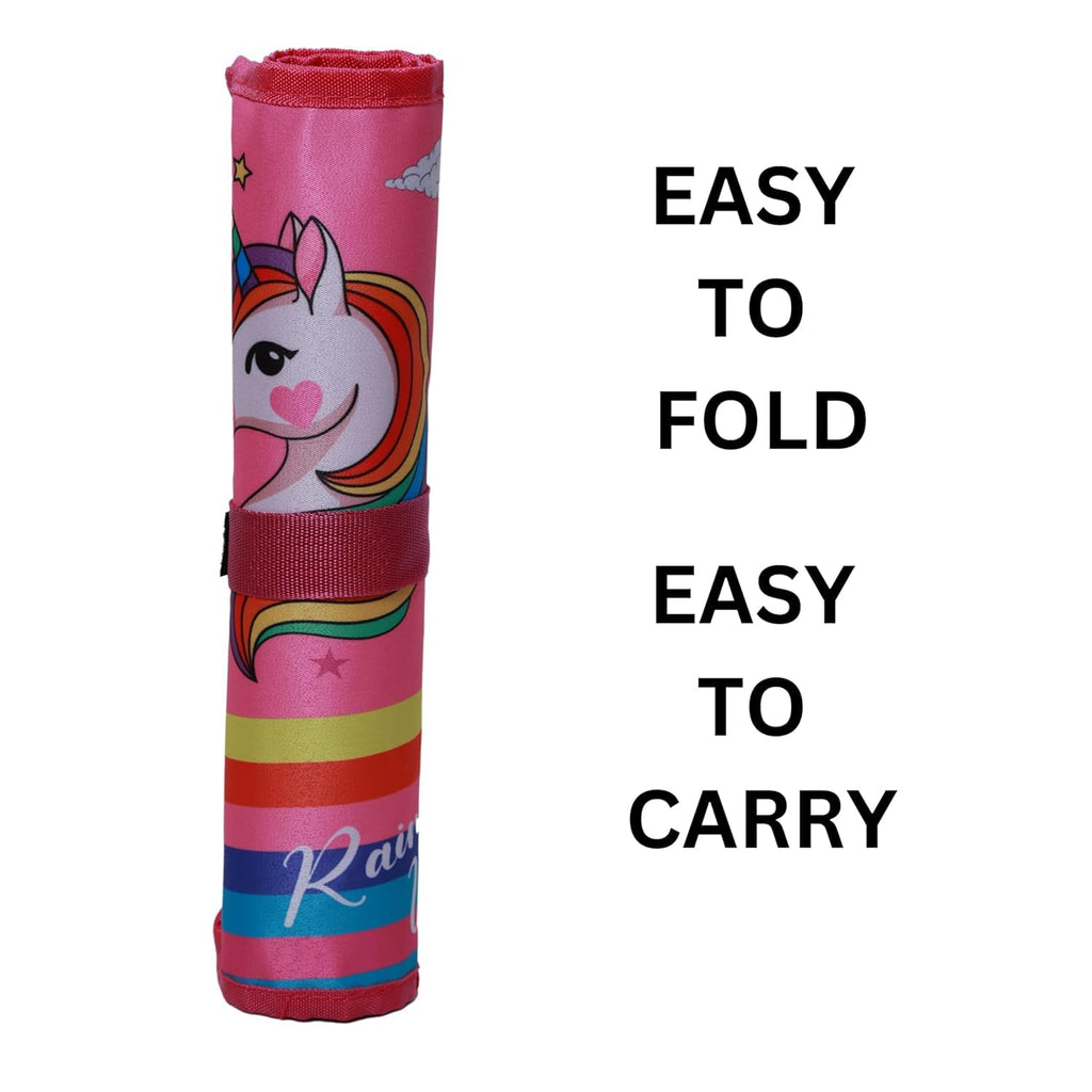 Unicorn  Printed Roll-Up Place mat for Kids – Roll able Nylon Dinner Mat with Cutlery Pockets