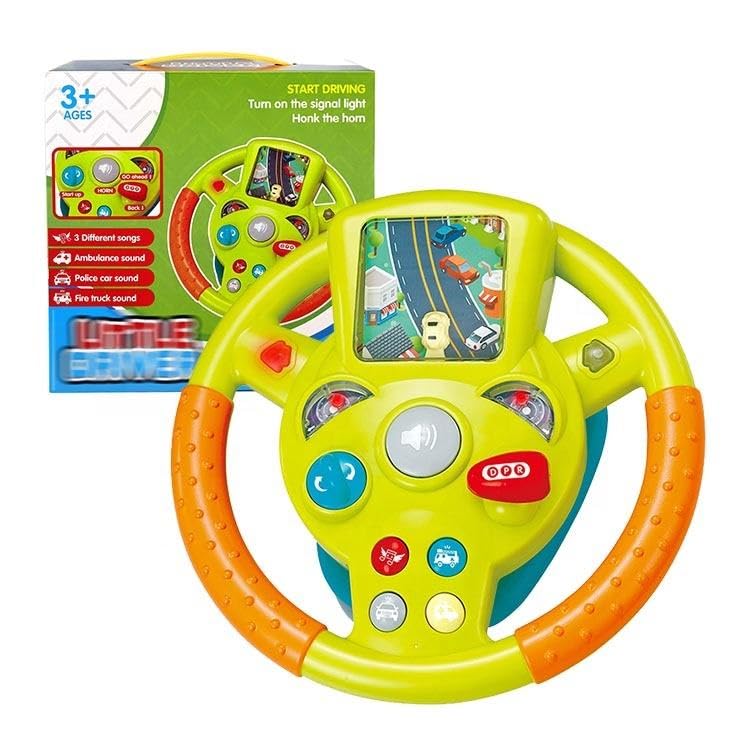 Steering Wheel Realistic Car Driving Simulator with LED Lights, Horn, Gear Lever, Turn Signals, Interactive Sounds & Music | Educational Pretend Play Toy for Boys, Girls 3–6 Yrs