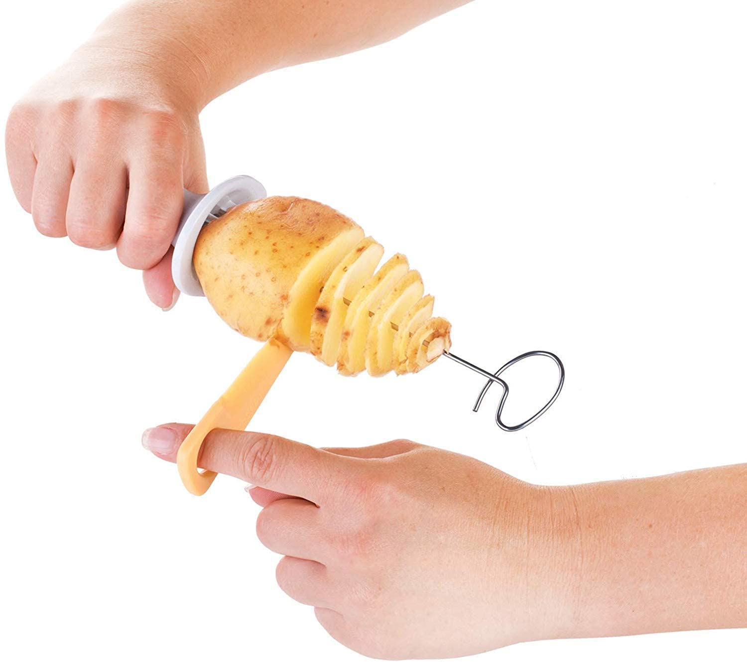 Potato Spiral Cutter Manual Slicer Set of 1 - Plastic & Stainless Steel, Multicolor