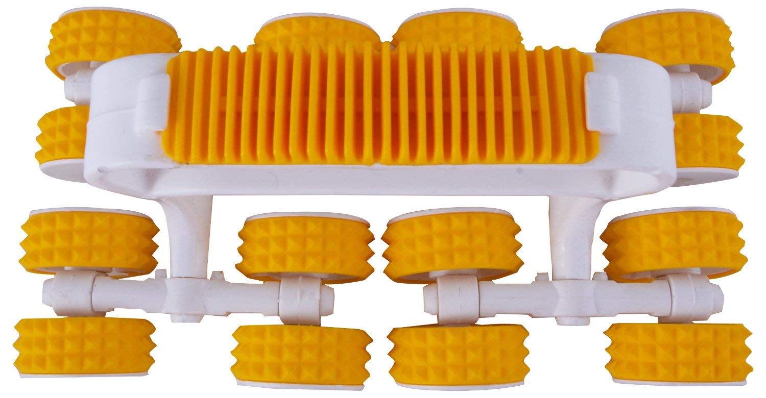 Kunya® Acupressure Hand Roller Full Body Massager Plastic Power Roll Body (Yellow, 17 x 21 x 15cms)