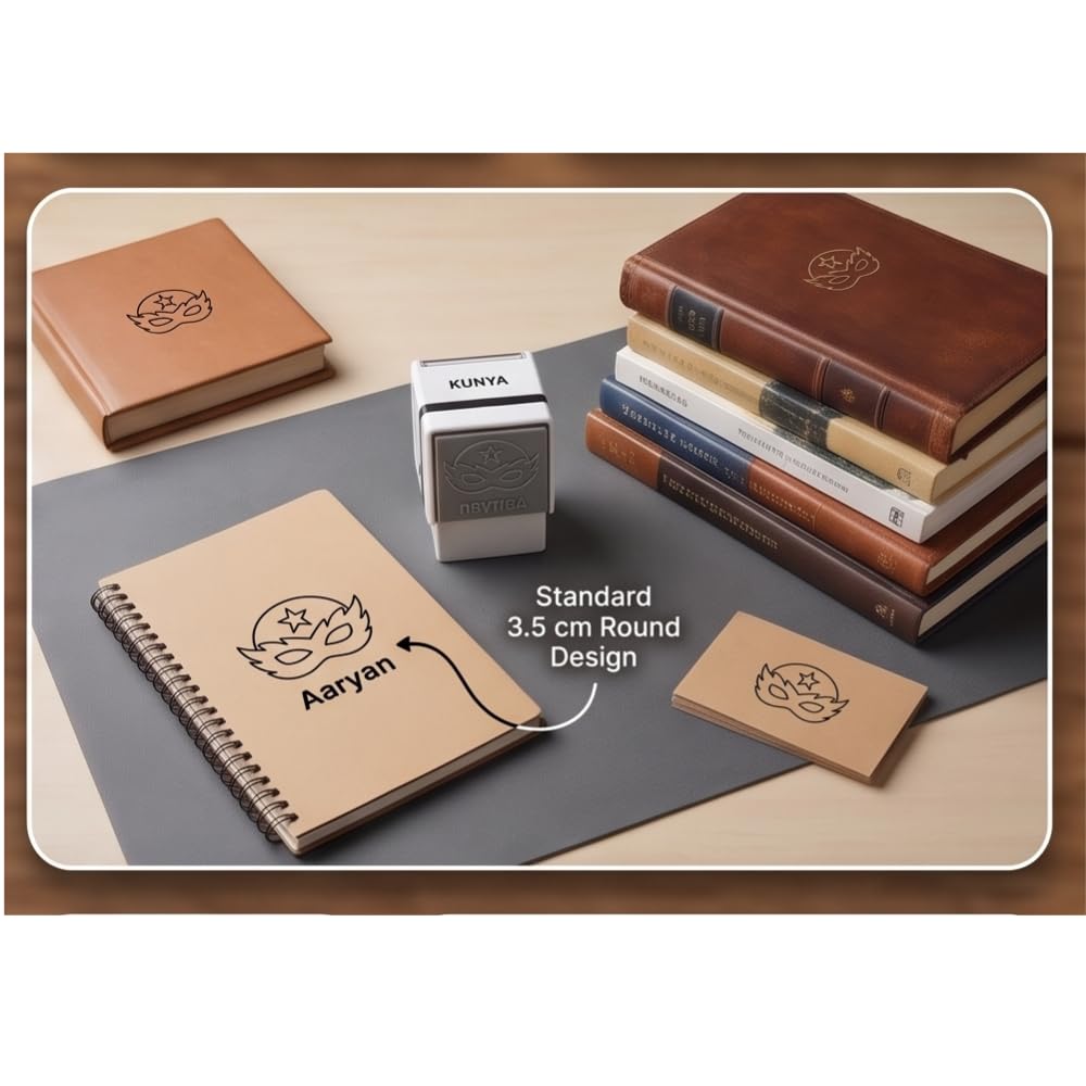 Personalised Caption Mask Self-Inking Book Stamp – 3.5 cm