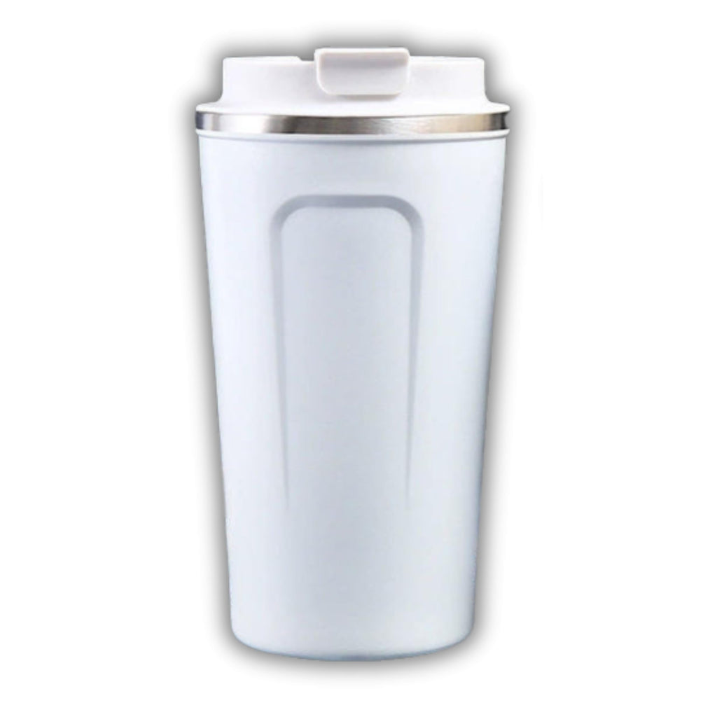 Customised Coffee Tumbler with Temperature Display UV printed  Name Text logo  -White