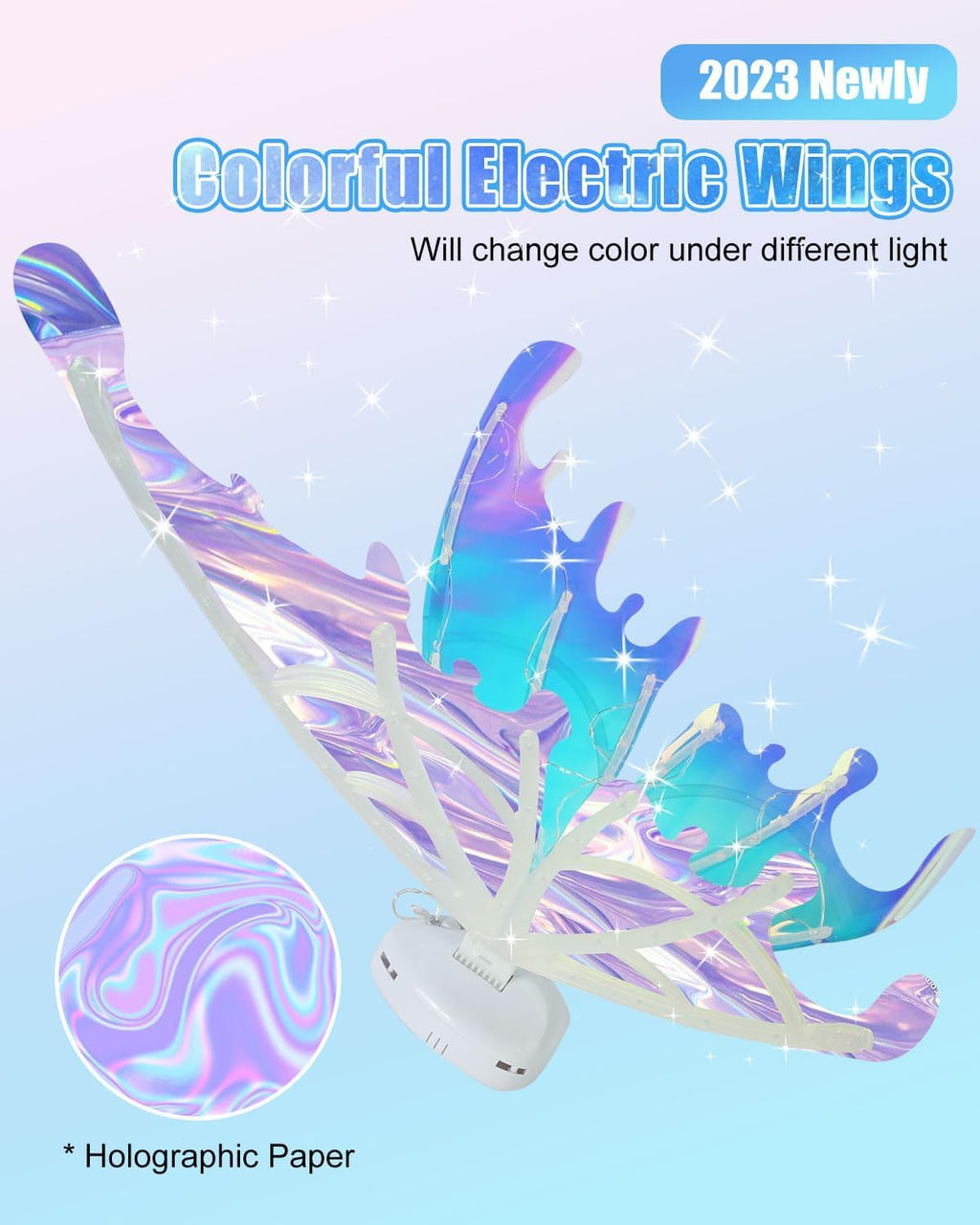 Ji and Ja® Light Up Fairy Angel Wings Electric Moving Butterfly Wing for Girls,Kids Cosplay Halloween Costumes Dress Up Party Favor,Birthday Christmas ( Battery not Included ) (Multicolour)