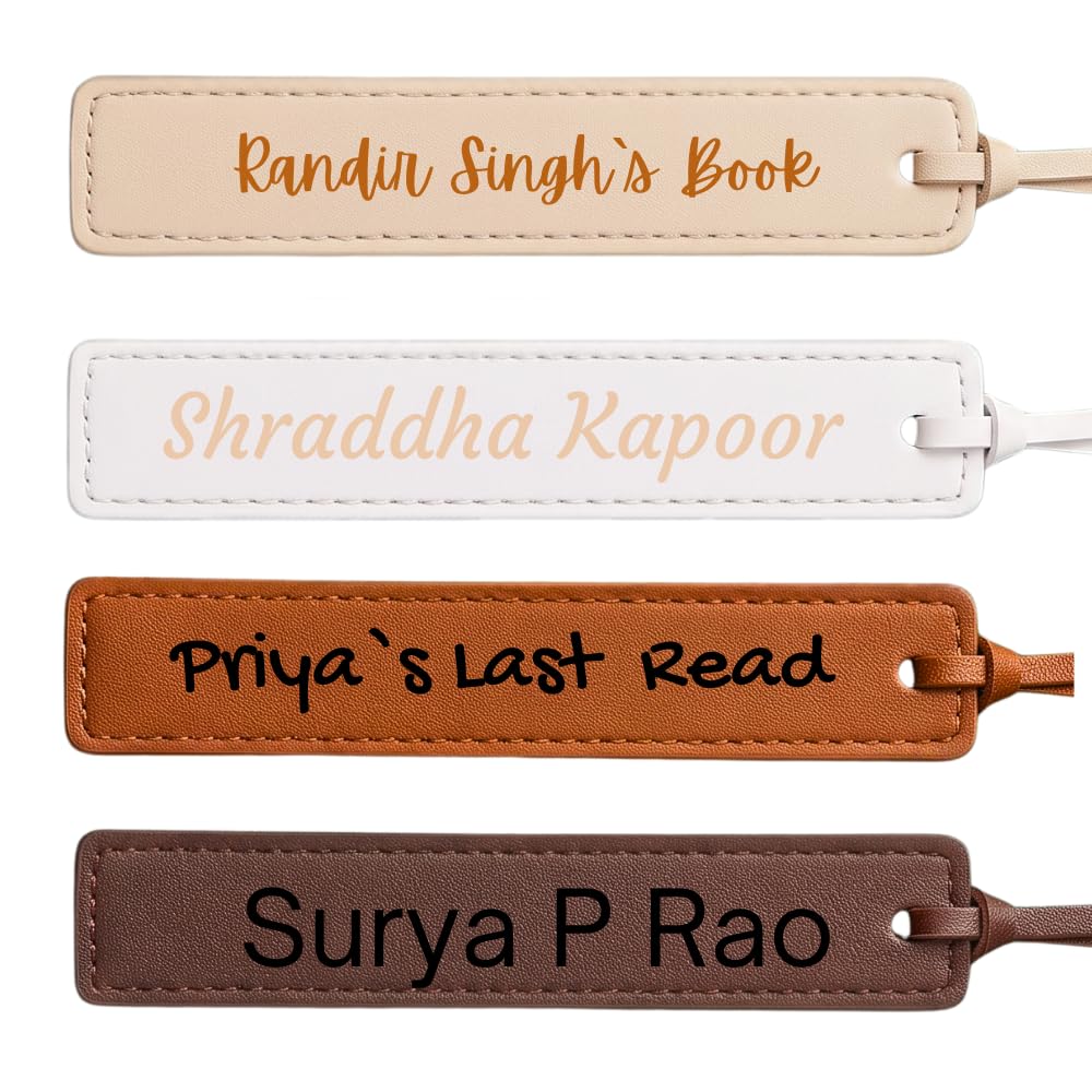 Custom Leatherette Bookmarks with Tassel (4 Pack, Earth & Elegance) – Personalized UV Printed Name & Quote Bookmarks for Book Lovers