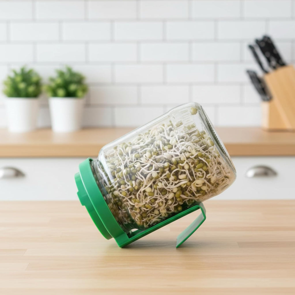 Sprouts Maker Jar – 720ml Durable & Reusable Sprouter for All Seeds and Beans, BPA-Free with 300-Hole Mesh Lid for Airflow, Odor-Free, Easy Drainage, and Hygienic Design (MULTI)
