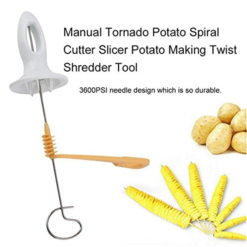 Potato Spiral Cutter Manual Slicer Set of 1 - Plastic & Stainless Steel, Multicolor