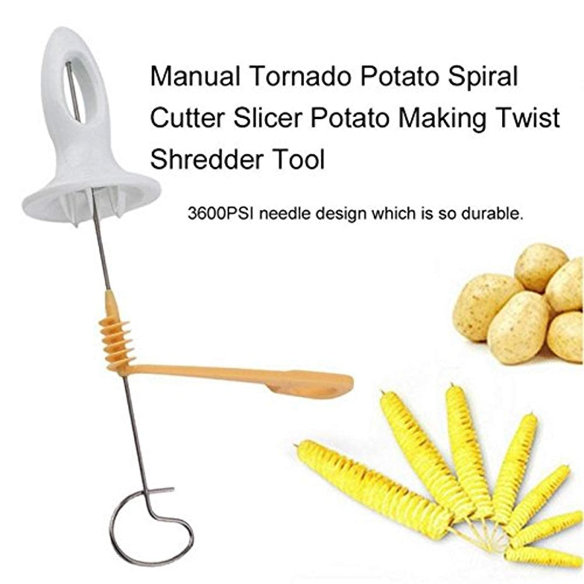 Potato Spiral Cutter Manual Slicer Set of 1 - Plastic & Stainless Steel, Multicolor