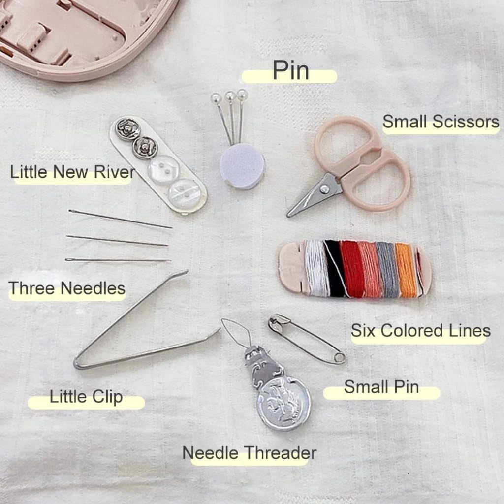 Mini Travel Sewing Kit for Portable Pocket Sewing Box with Needles, Thread, Scissors, Pins, Clips & Needle Threader - Compact Emergency Sewing Repair Kit for Home, Office & Travel (Pack of 1)