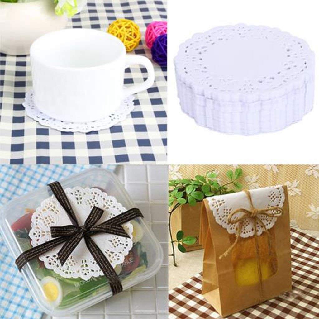Lace Paper Doilies, Bulk for Desert, Tableware Decoration Place mats, Cake Packaging (100 Pieces, 7.5), White
