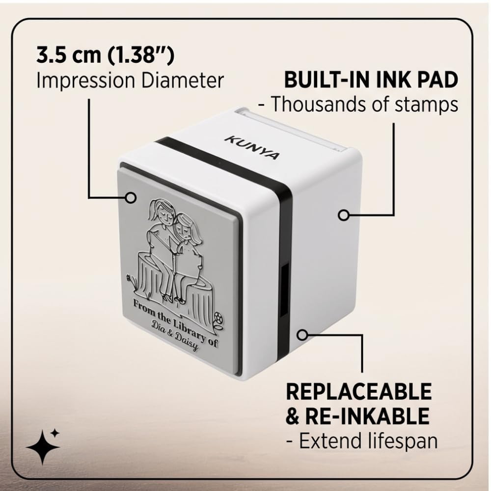 Personalised Bookworm Self-Inking Book Stamp – 3.5 cm
