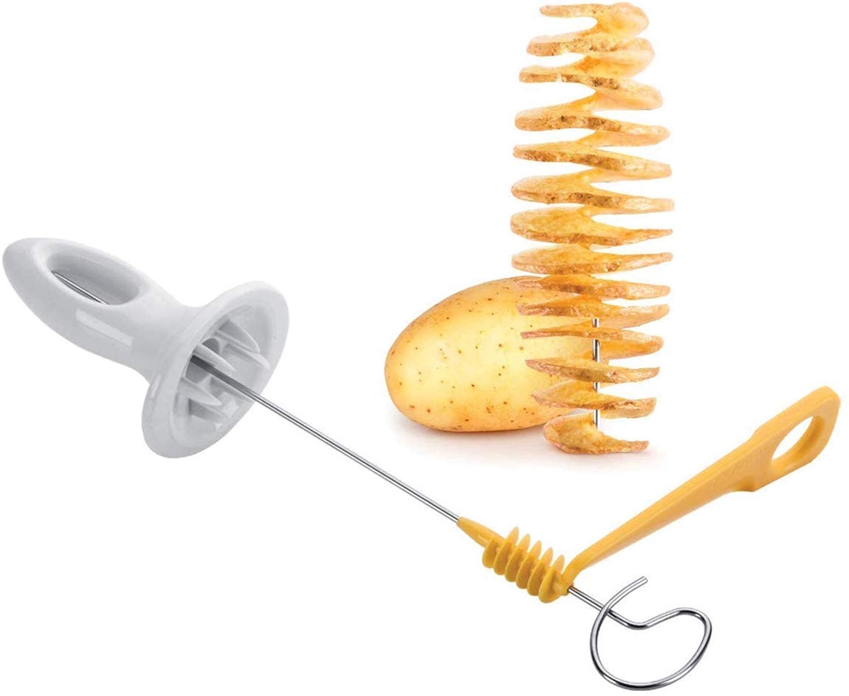 Potato Spiral Cutter Manual Slicer Set of 1 - Plastic & Stainless Steel, Multicolor