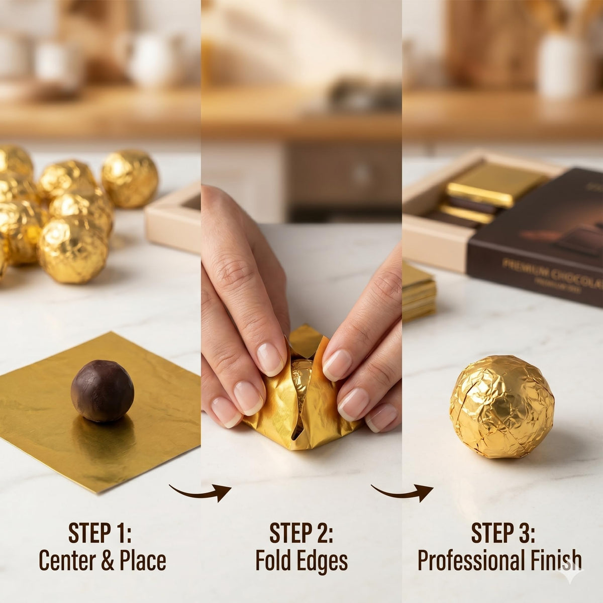 Aluminum Chocolate Wrapper Foil Chocolate Candy Wrappers (Golden Foil)
