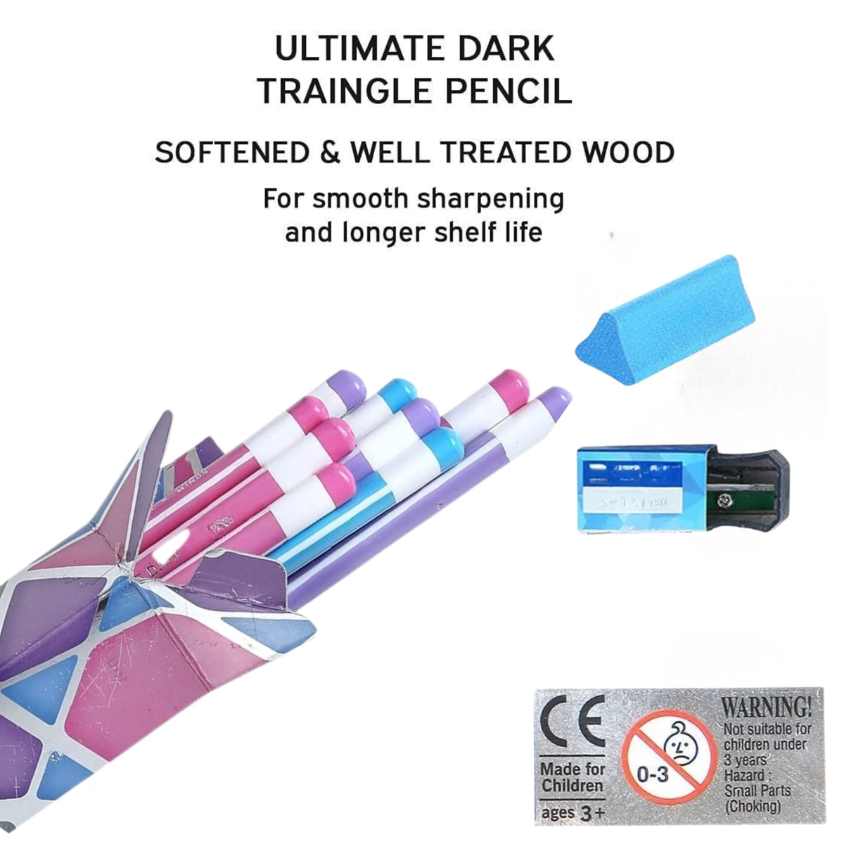Customized UV Printed Name Pencil for Kids Personlized Pencils for School Birthday Return Gifts With Multiple Text Colour & Wide Range Of Font Option Free Eraser Sharpener (Triangular, 10)