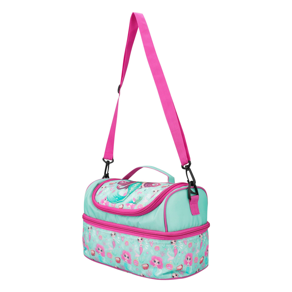 Double Insulated Tiffin Lunch Bag with Multi Zipper Pockets for School (Mermaid Blue)
