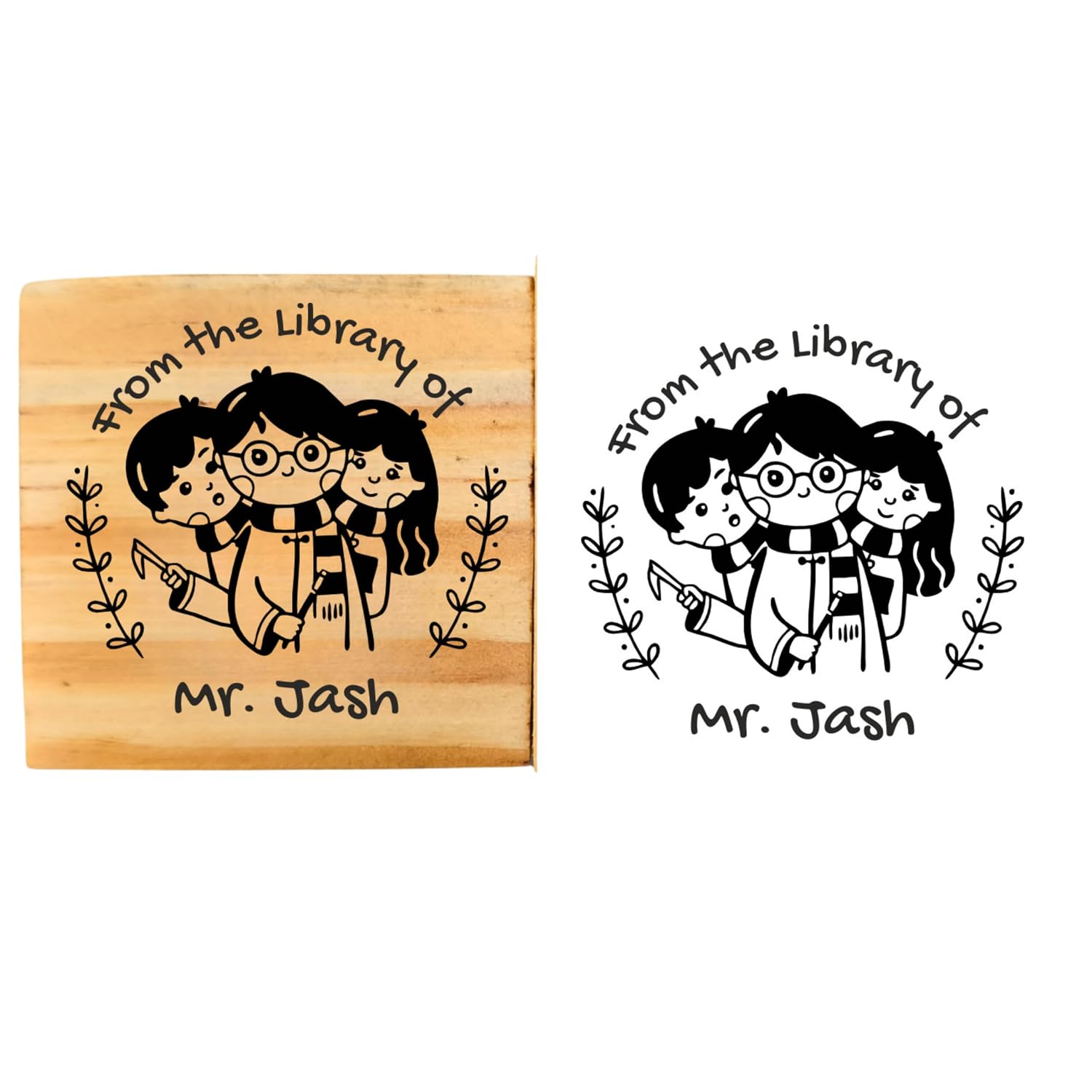 Personalised Wizard Team Wooden Book Stamp