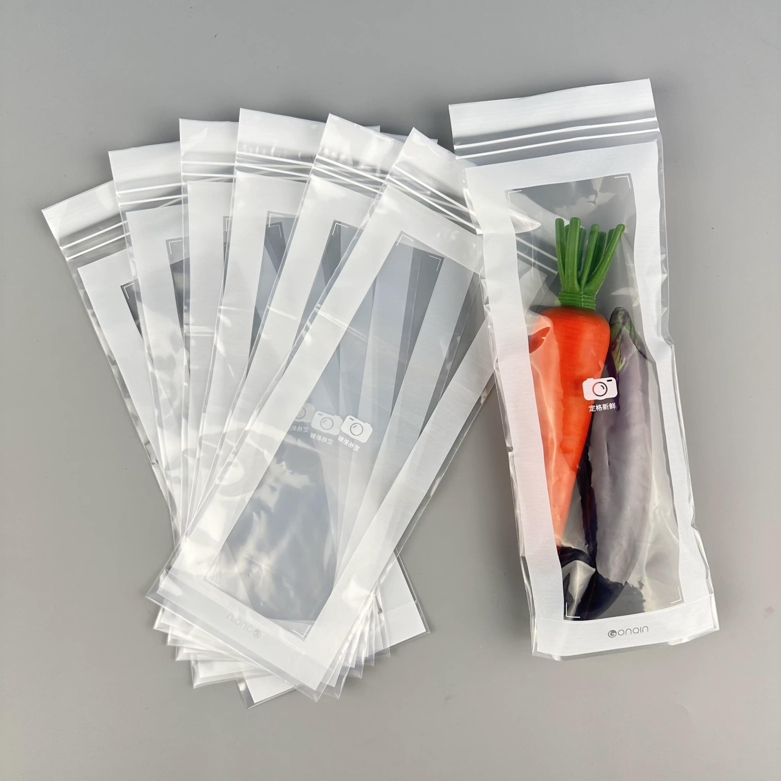 Zip Lock Kong Pouch Zip Lock Bags for Food Storage - Fridge Storage Bags, Zipper Pouch, ZipLock Bag, Ziplock Bag for Fresh Herbs Fruit Spices Veggies For Kitchen Organization (Long, 15, count)