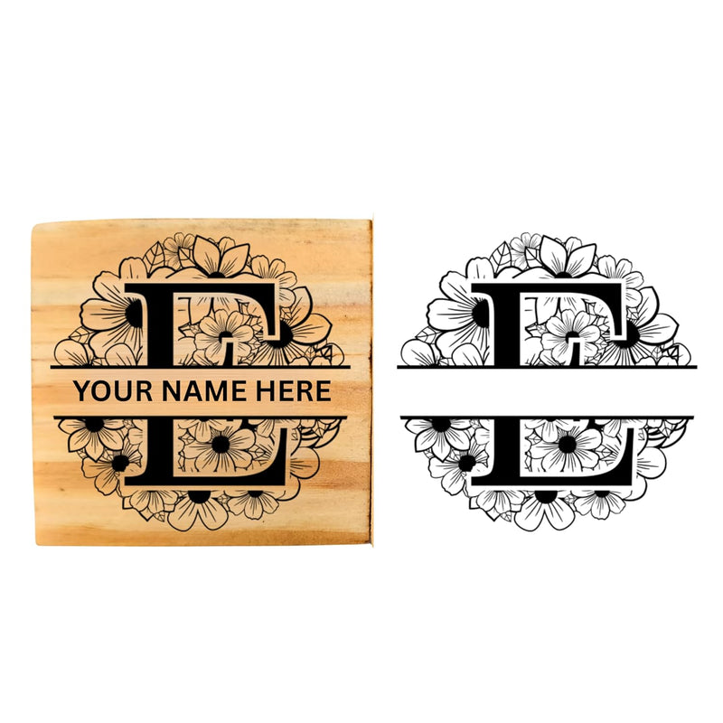 Personalised E Initial Wooden Book Stamp – 3.5 cm