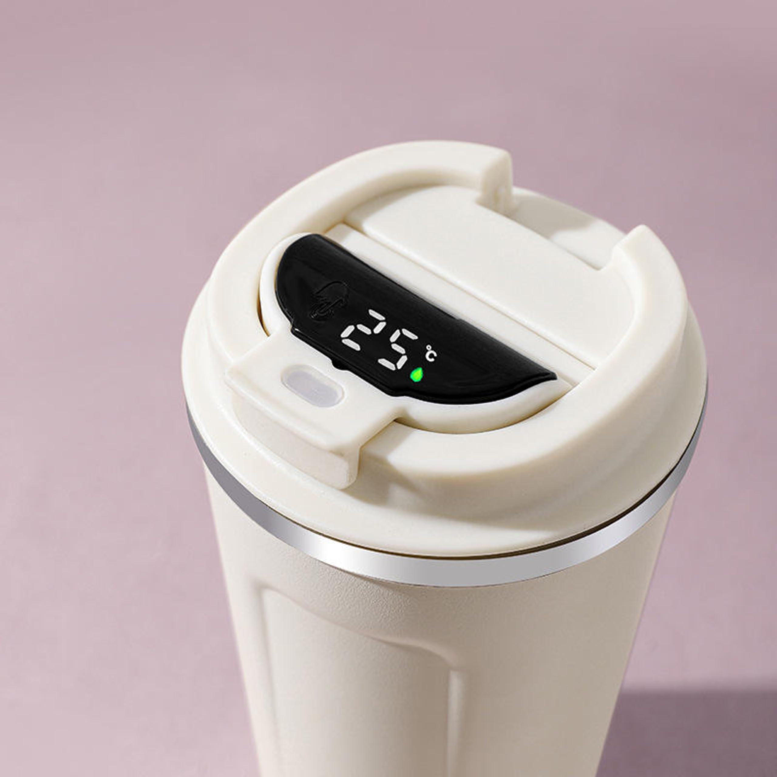 Customised Coffee Tumbler with Temperature Display UV printed  Name Text logo  -White