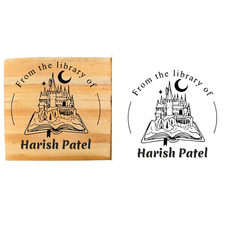 Personalised Magical Castle Wooden Book Stamp – 3.5 cm