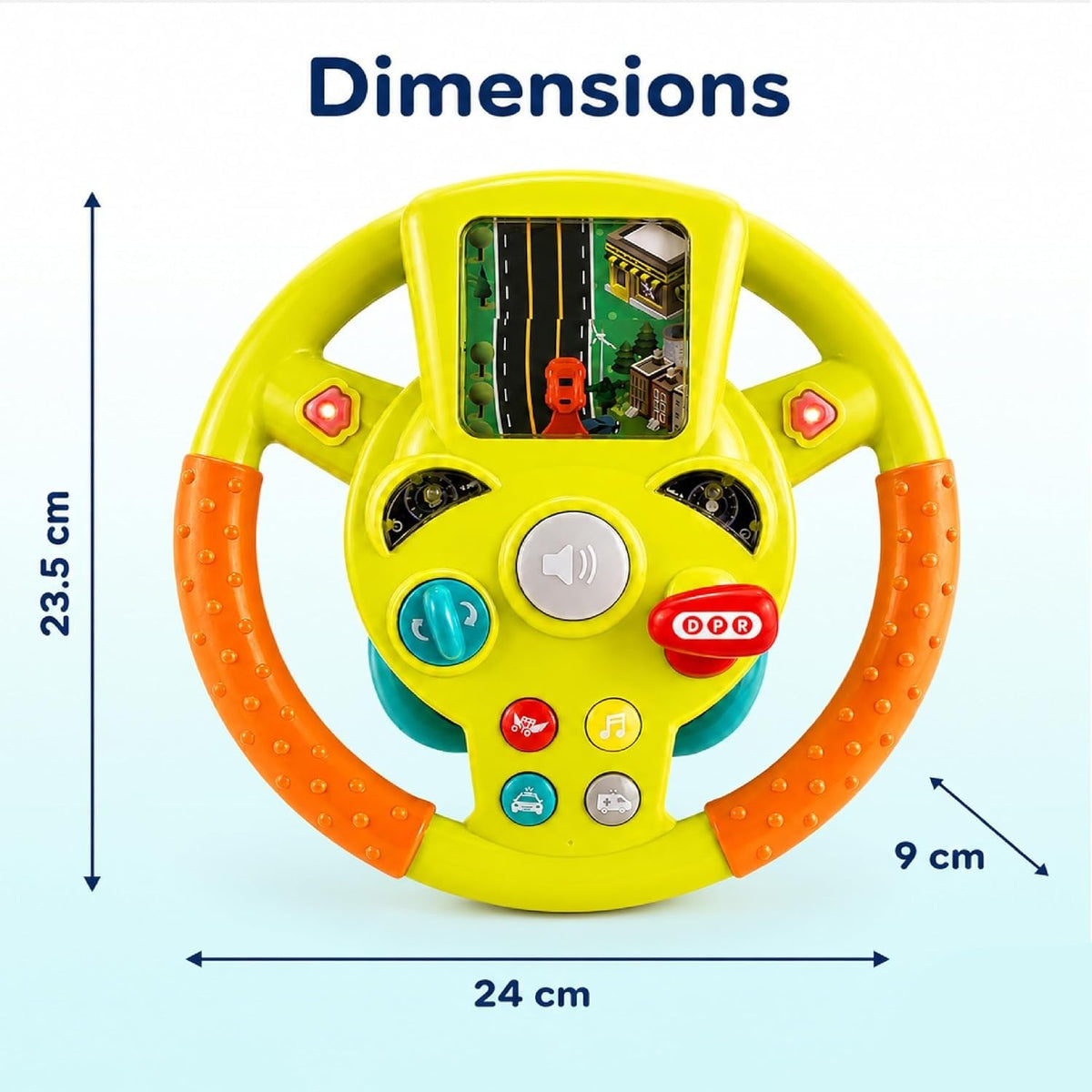 Steering Wheel Realistic Car Driving Simulator with LED Lights, Horn, Gear Lever, Turn Signals, Interactive Sounds & Music | Educational Pretend Play Toy for Boys, Girls 3–6 Yrs