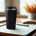 Customised Coffee Tumbler with Temperature Display UV printed  Name Text logo  -Black