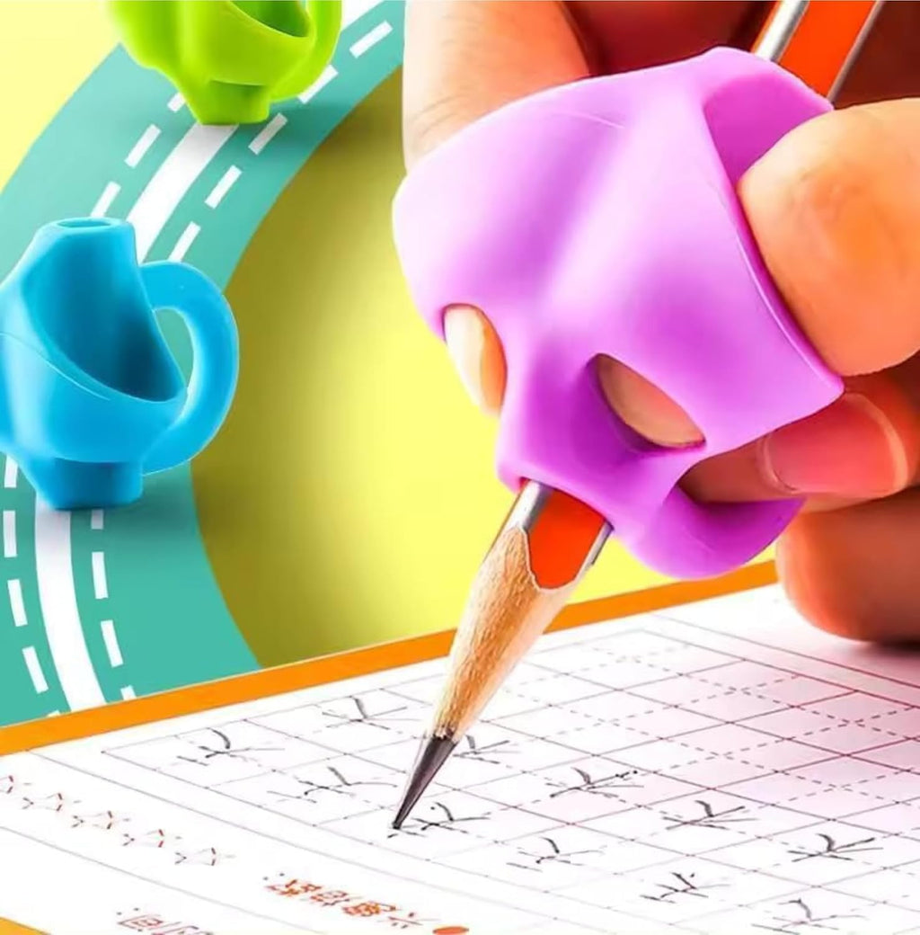 4 PCS Silicone Pencil Finger Grips – Ergonomic Writing Aid for Kids & Adults, Soft Non-Slip Grip for Pens, Pencils & Stylus, Handwriting Comfort Support