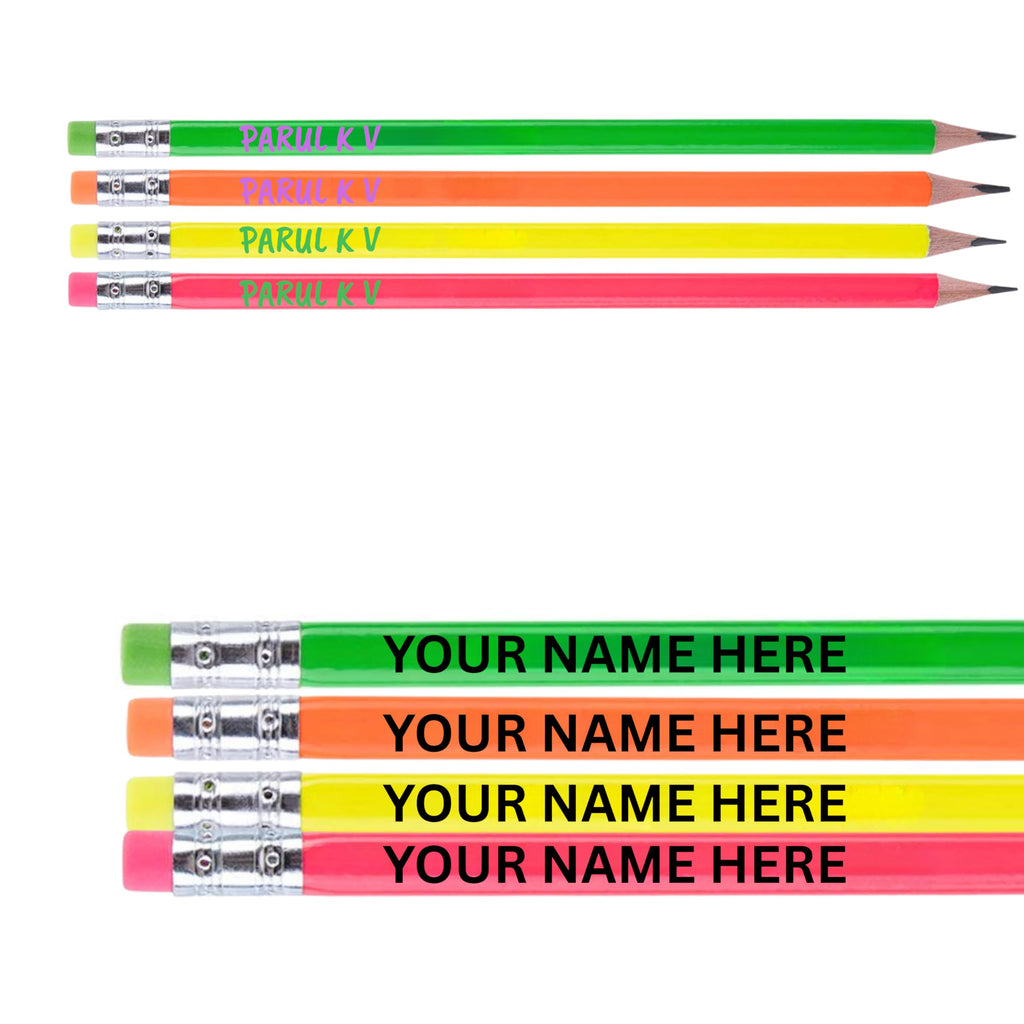 Customized UV Printed Name Pencil for Kids Personlized Pencils for School Birthday Return Gifts With Multiple Text Colour & Wide Range Of Font Option Free Eraser Sharpener (Triangular, 10)
