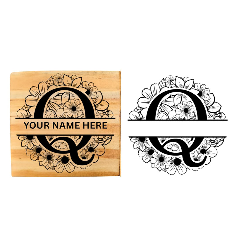Personalised Q Initial Wooden Book Stamp – 3.5 cm