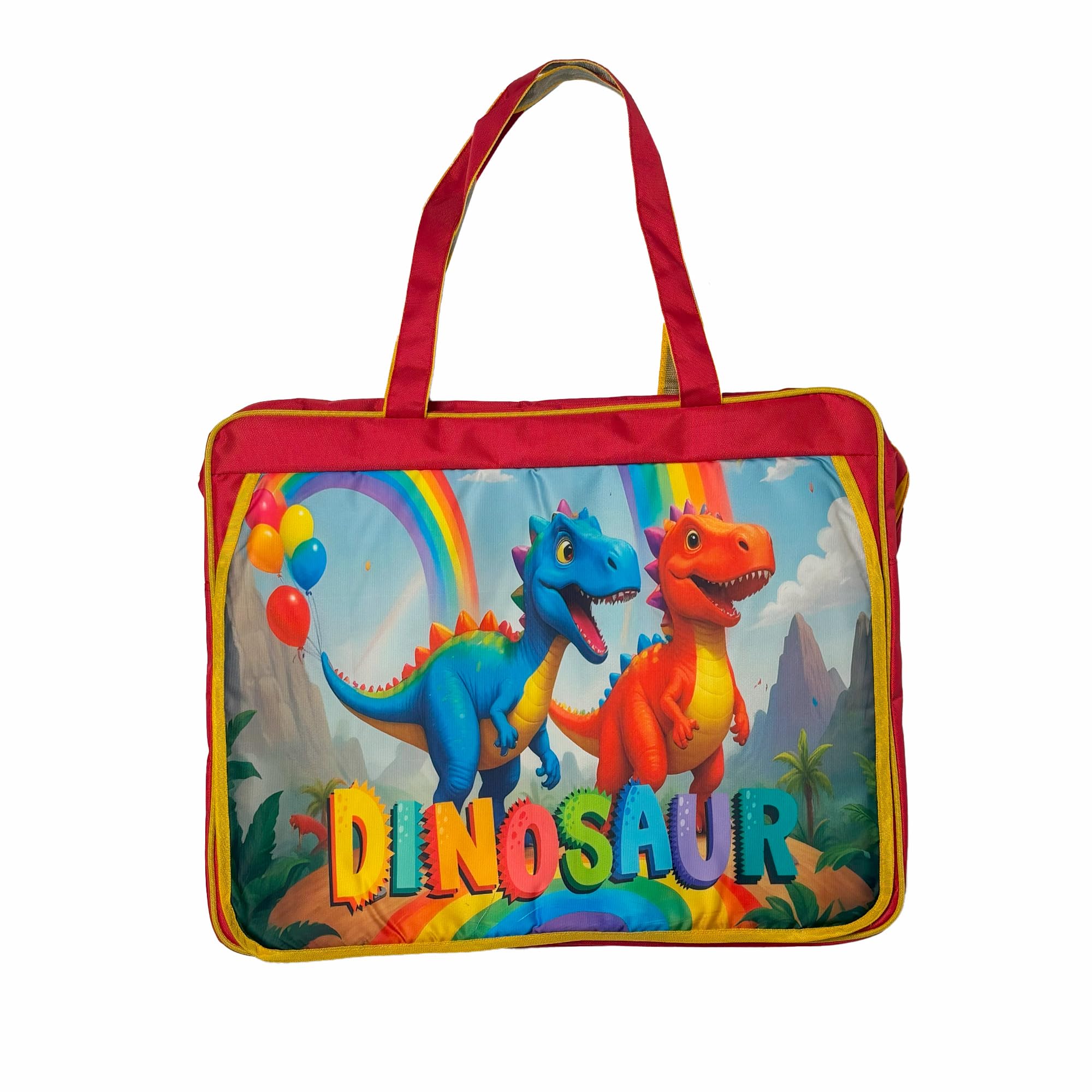 A3 Size Drawing Activity Tote Carrying Bags with Multiple Pockets, Made fro Artist and Drawing Kids Multi Layer (Dino)