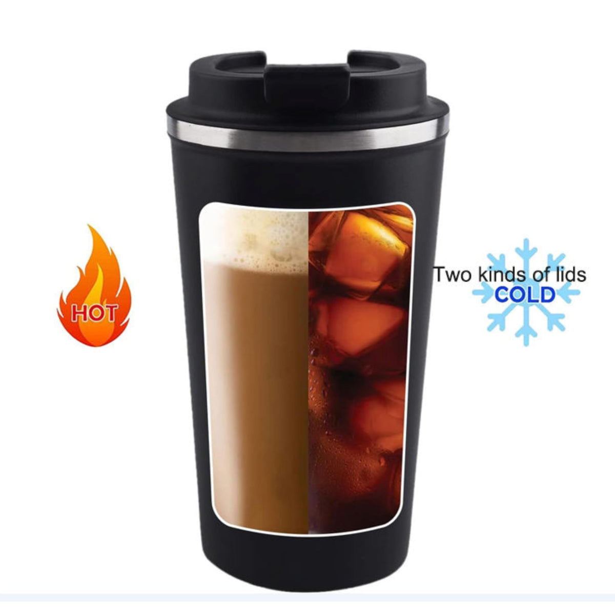 Customised Coffee Tumbler with Temperature Display UV printed  Name Text logo  -White