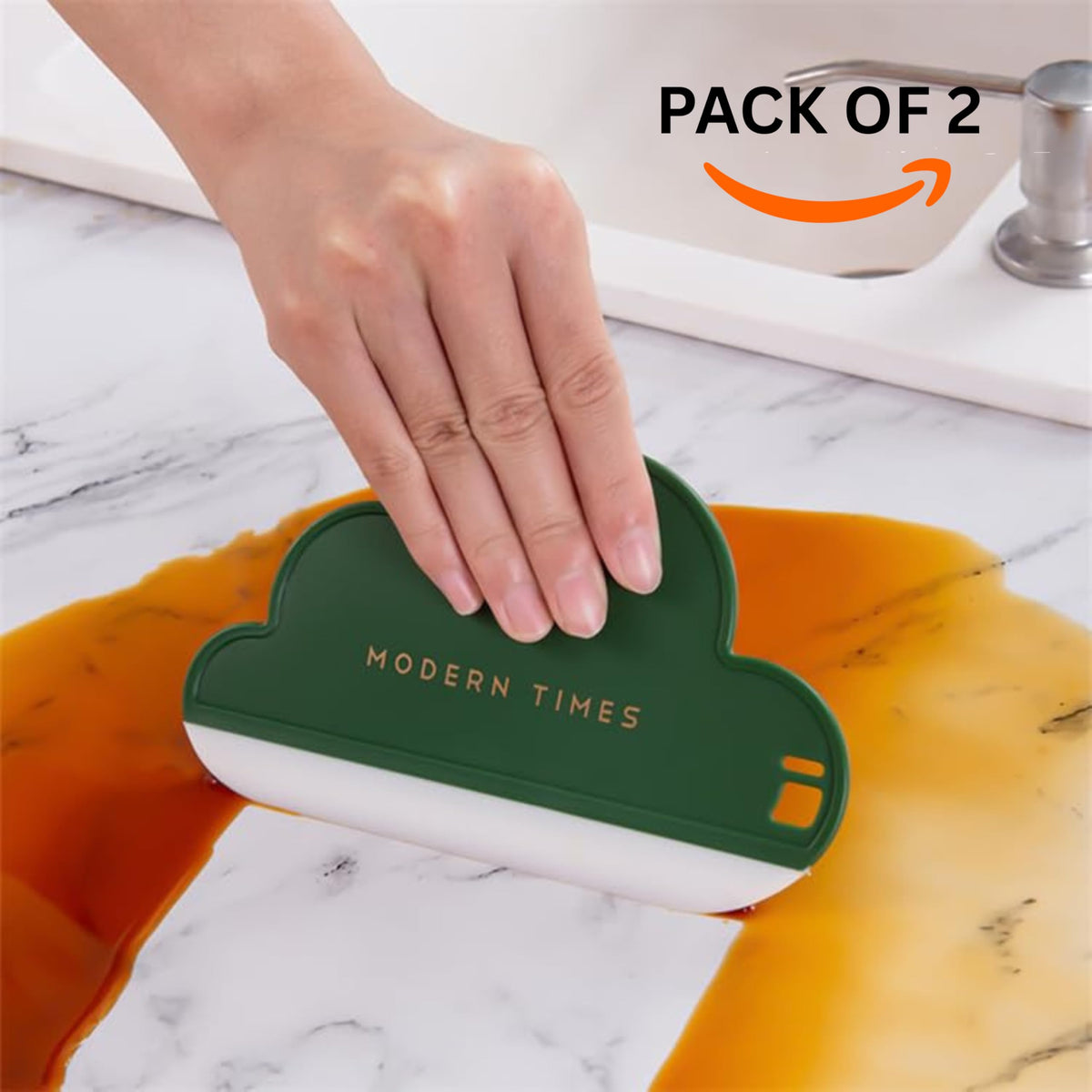 Multi Purpose Silicone Squeegee with Hanging Hook Water Blade for Cleaning Bathroom Shower Mirror Glass Kitchen Countertop Car Windows Wiper Scraper Waterblade Cleaner Tool (Pack of 2) (Round)