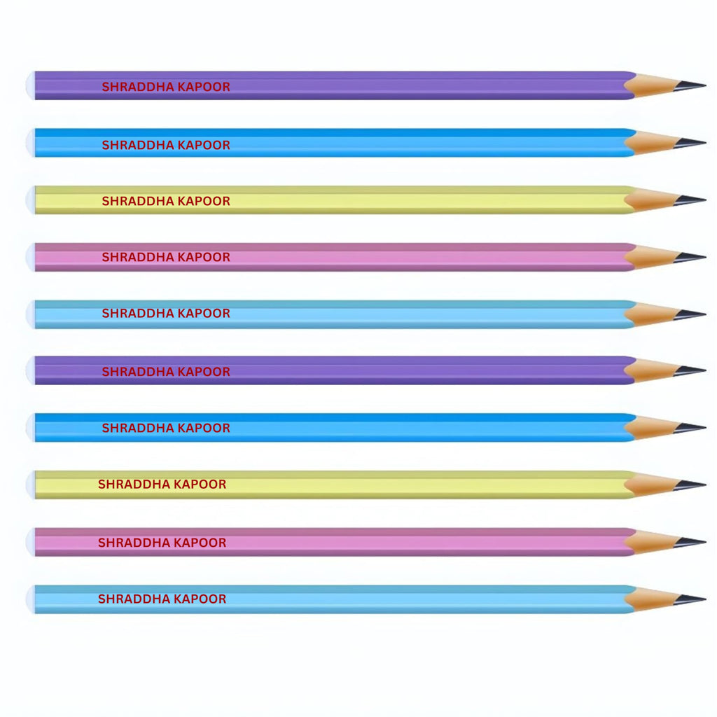 Customised UV Printed Name Pencil for Kids Personalised Pencils for School Birthday Return Gifts With Multiple Text Colour & Wide Range Of Font Option Free Eraser Sharpener(Hexagon, 10)