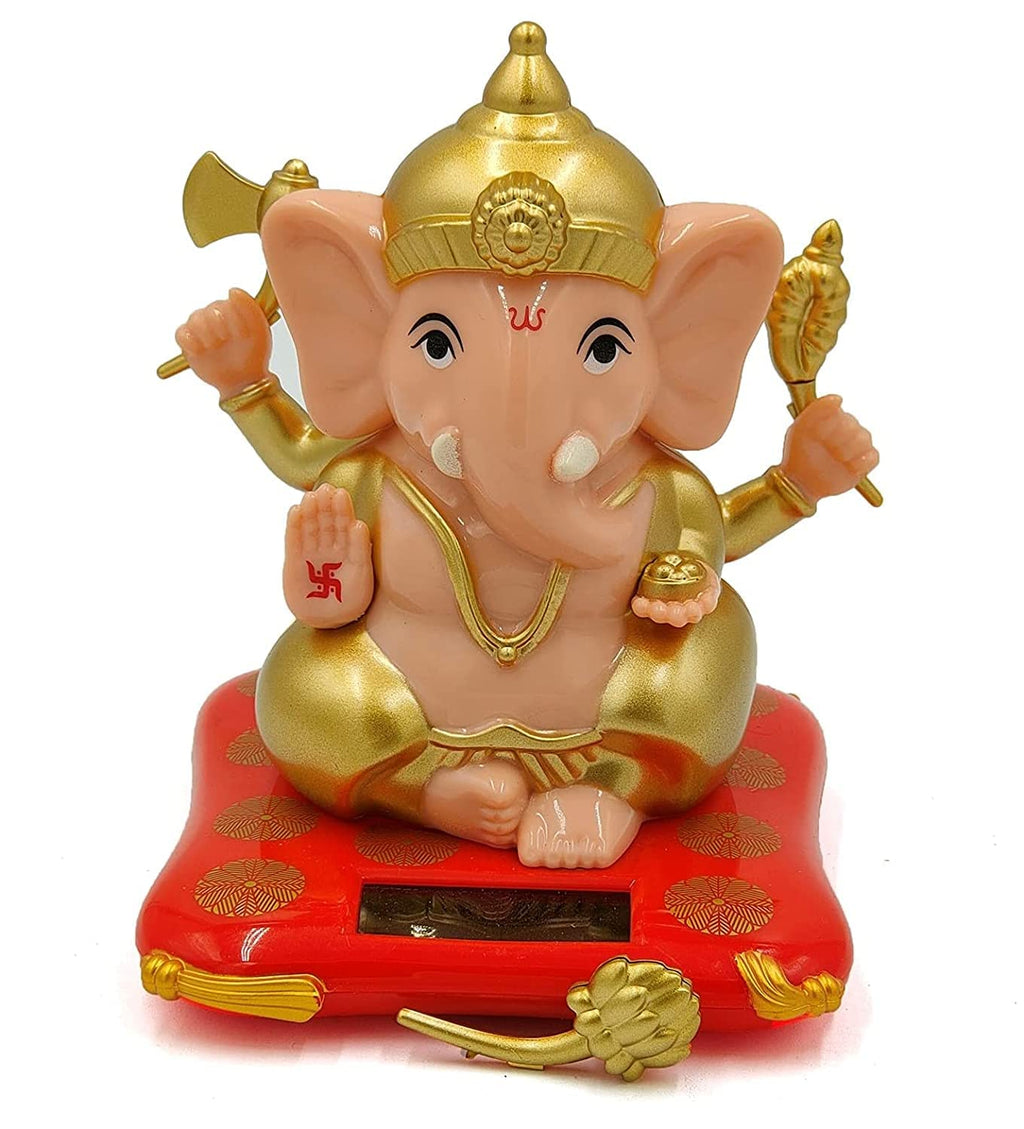 kunya® Moving Hand Solar Powered Ganesha Statue for Car Dashboard Home Decor and Office | Ganpati Bappa | Solar Powered Lord Ganesh ji Moving Hand (Small)